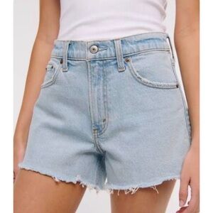 Abercrombie & Fitch Denim Jean Shorts Women Sz 12 Light Wash Hi Rise Raw Hem